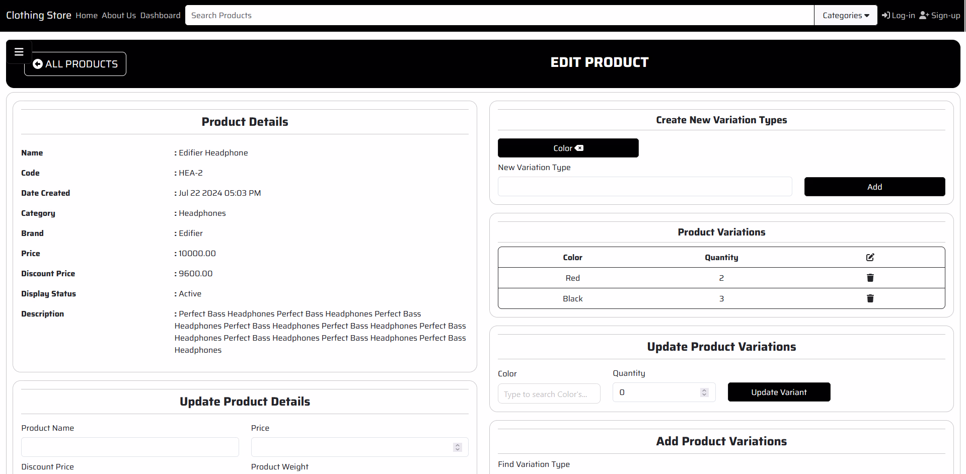 Product Variant Management